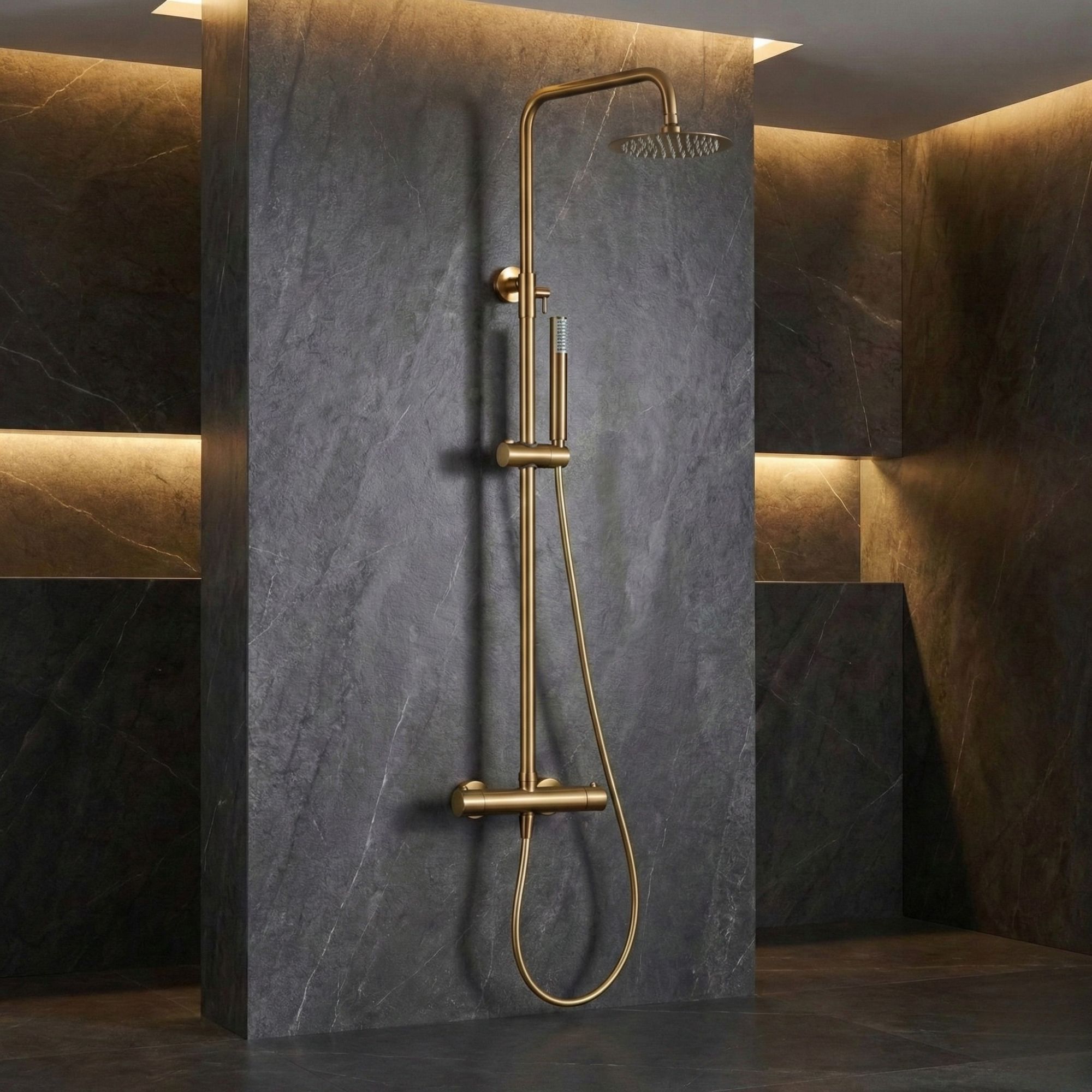 Imex - columna ducha termostática con grifo oro serie monza
