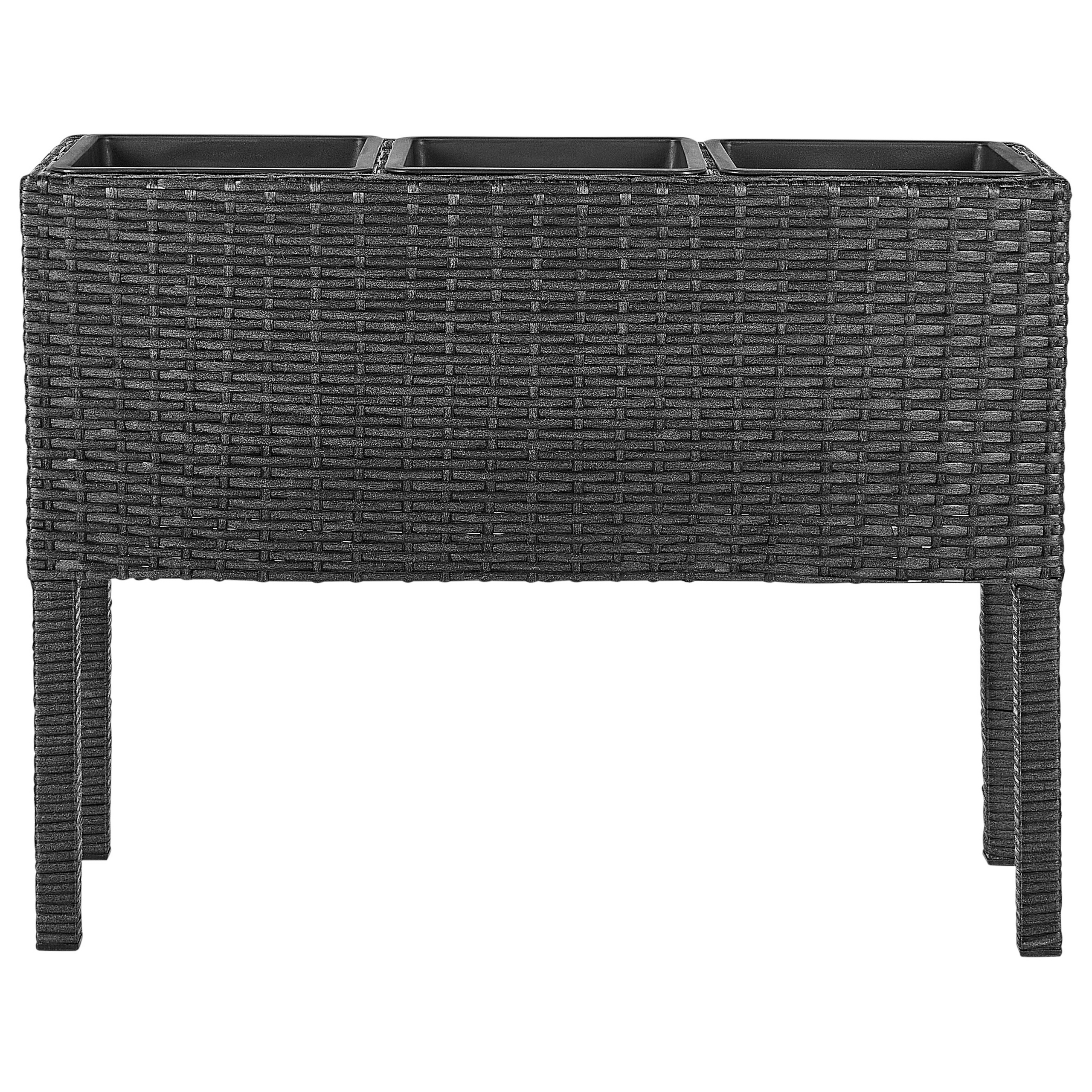 Maceta con patas caragana 77 cm ratán sintético negro