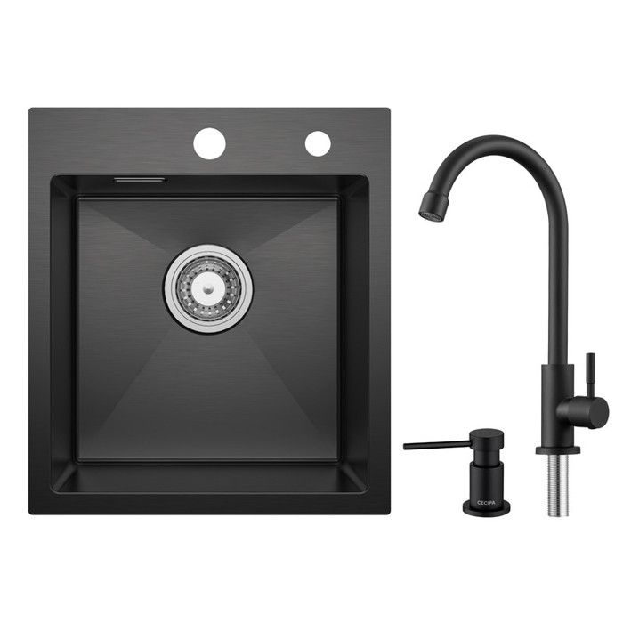 Fregadero de cocina 40x45cm - cecipa max - inox - grifo de agua fría - disp