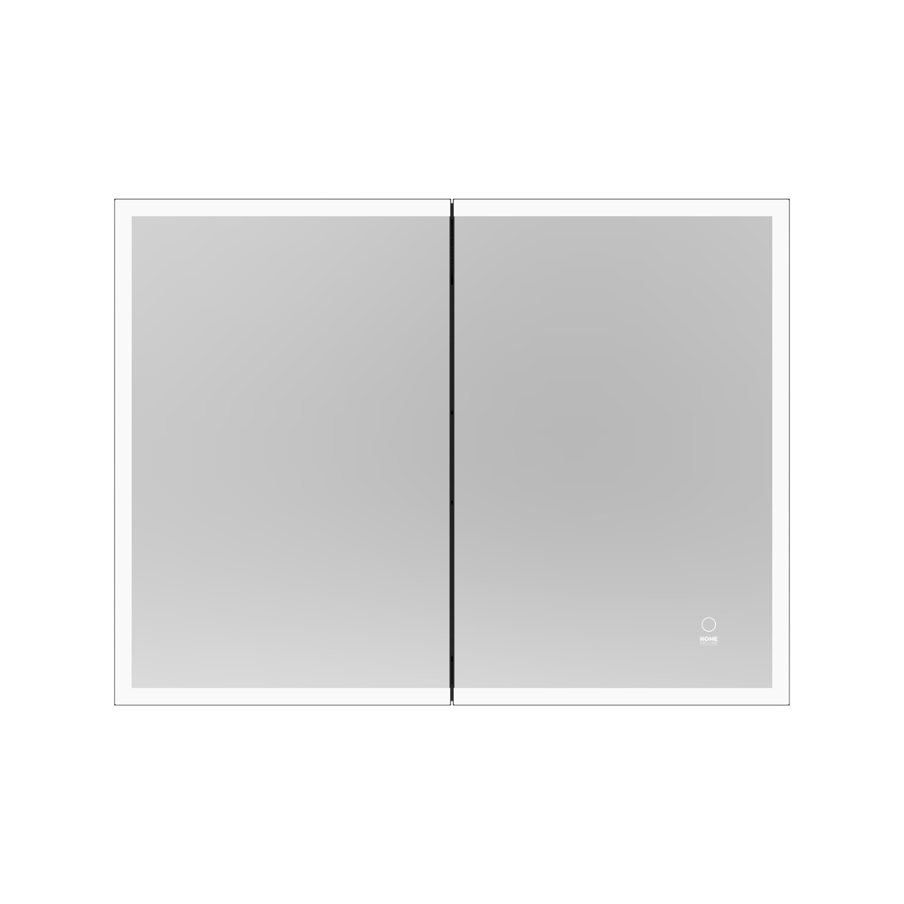 Armario con espejo LED eve negro - 100 x 80 cm