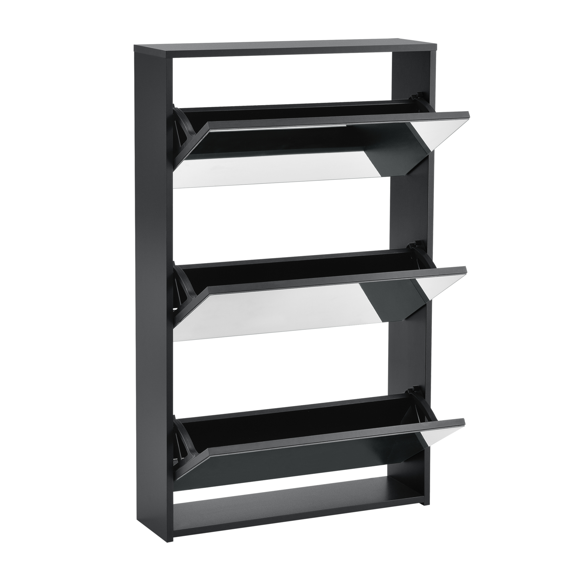 Zapatero vogar con espejo para 9 pares de zapatos 103x63x17cm negro