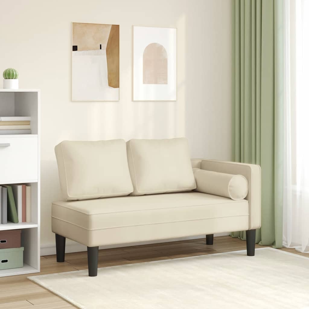 Sofá diván con cojines cuero sintético crema oif607338