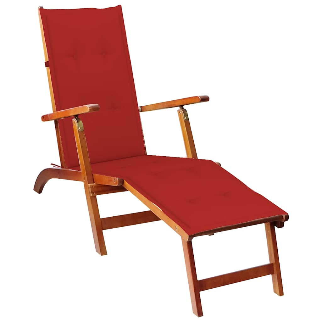 vidaXL tumbona de jardín con reposapiés y cojín madera maciza acacia