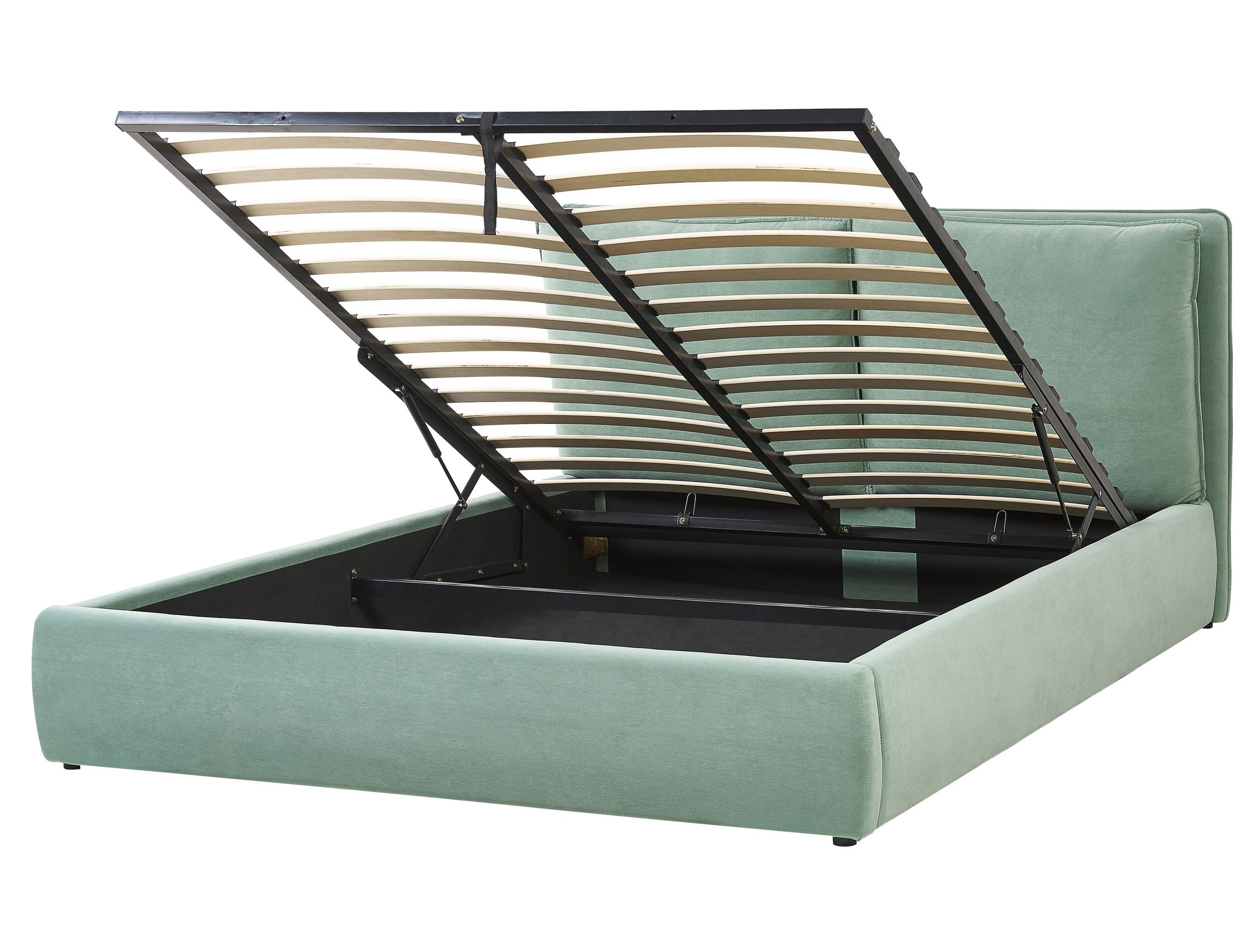 Cama con almacenaje bajonna terciopelo verde menta 160 x 200 cm