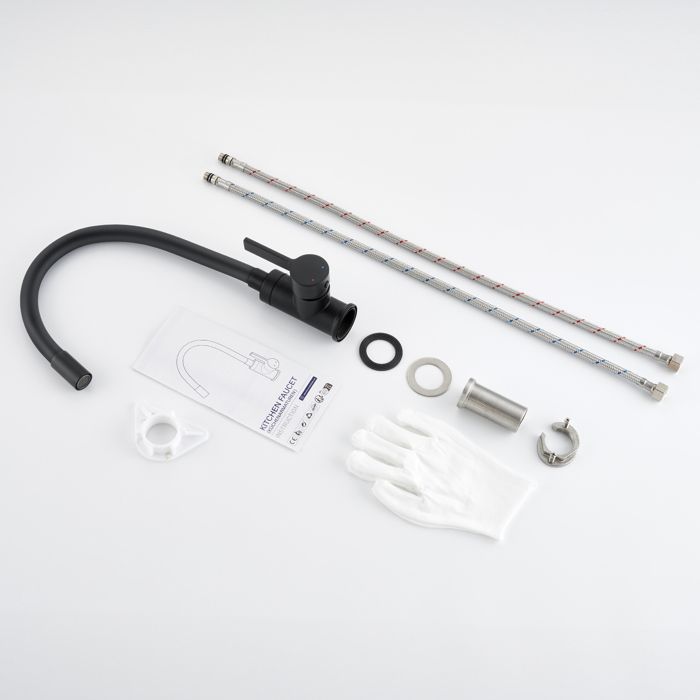 Grifo de cocina negro flexible, mezclador giratorio de 360° para fregadero