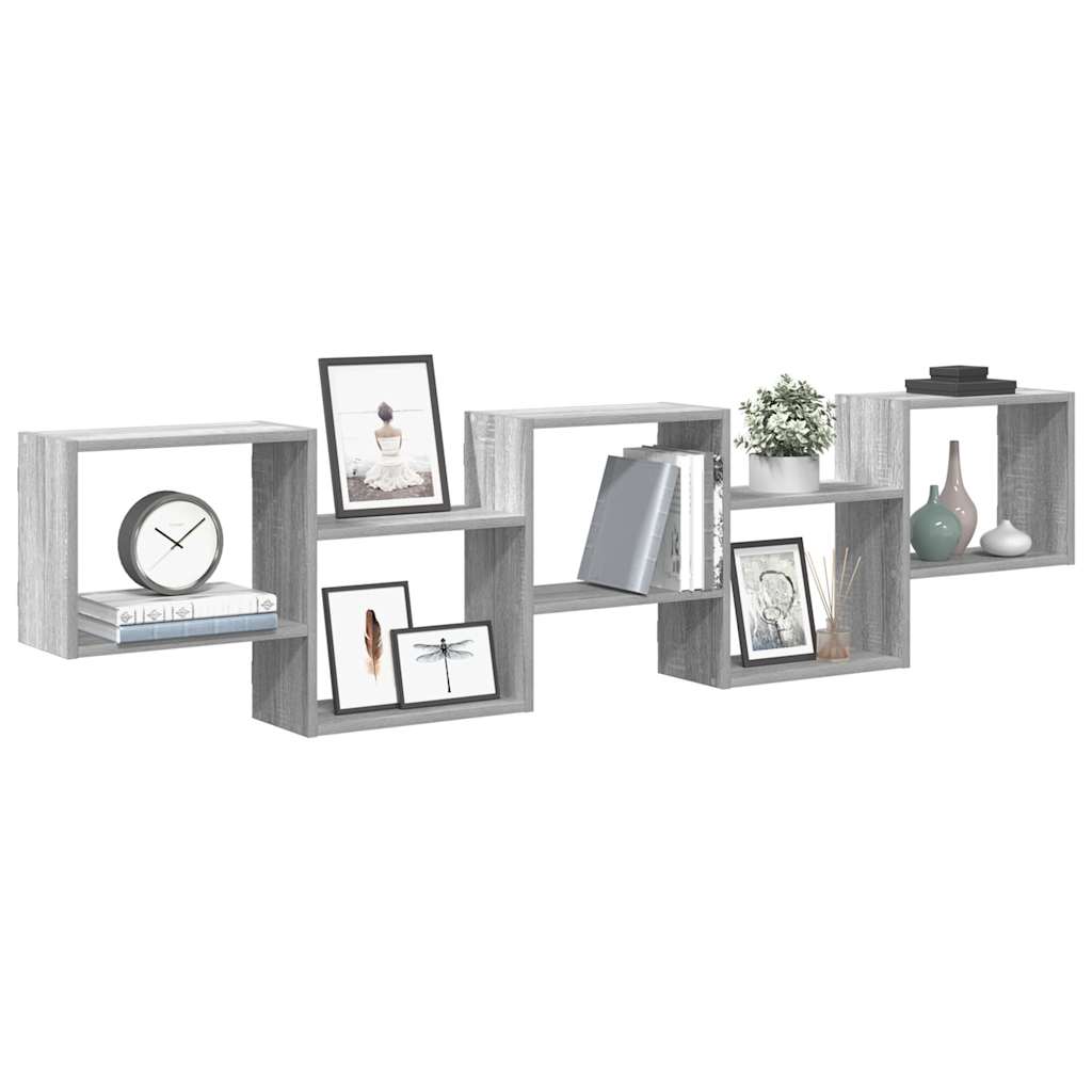 Estante cubo de pared 5 compartimentos madera gris sonoma