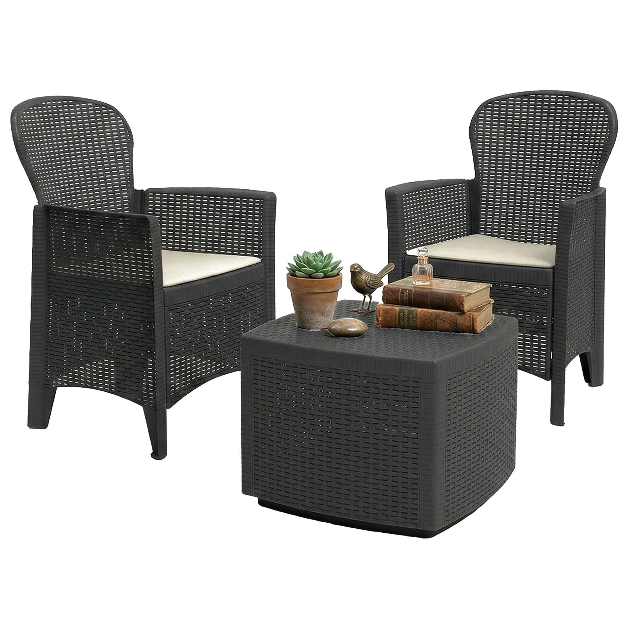 Juego sala exterior anny, una mesa, plástico negro antracita