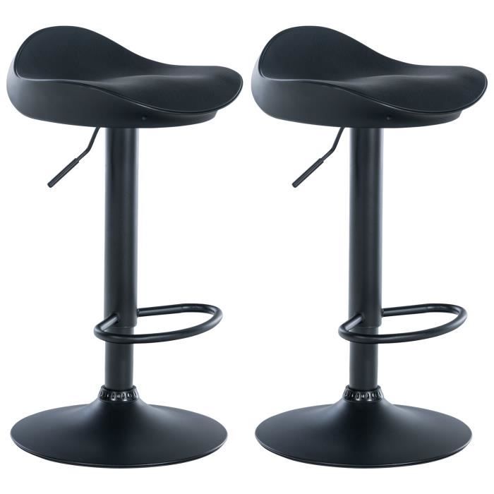 Taburetes de bar regulables en similicuir - 2u - negro