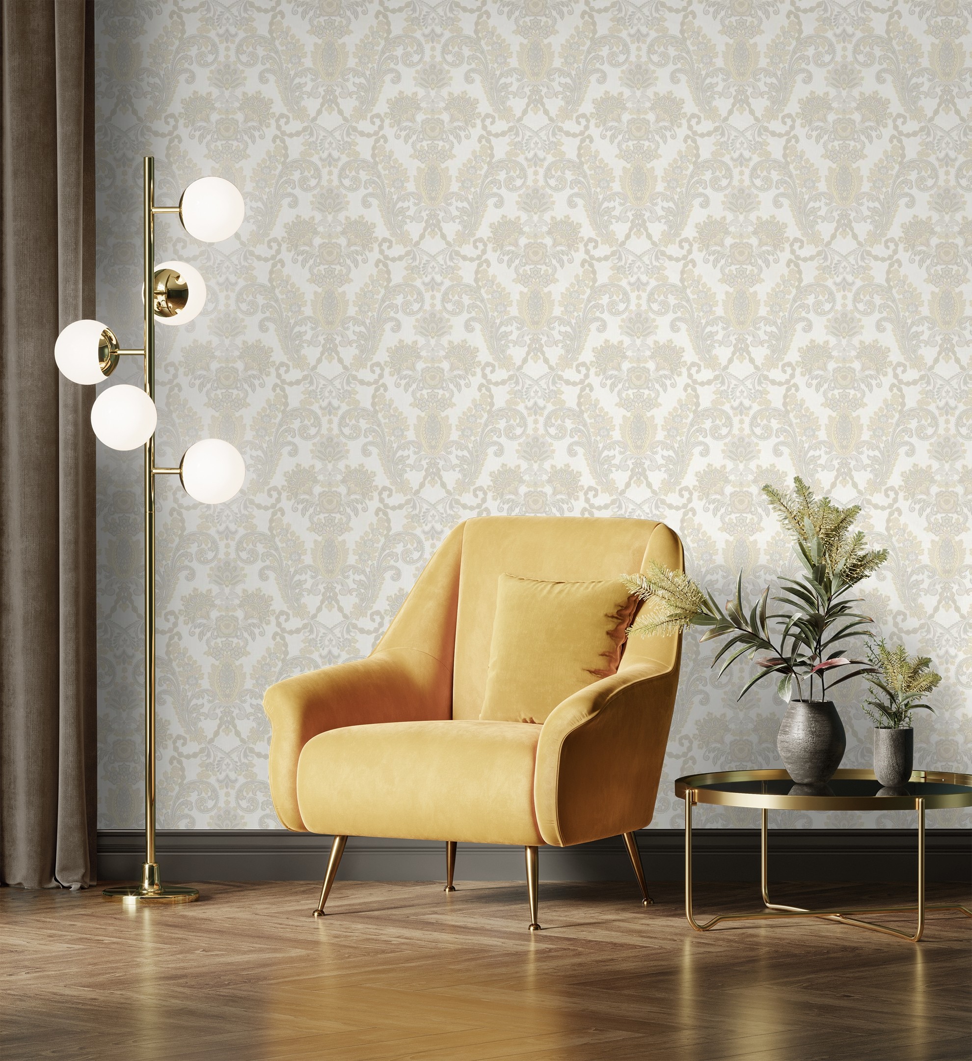 Papel pintado gaulan de damasco hindú textura de tela tejida en 10.6m²