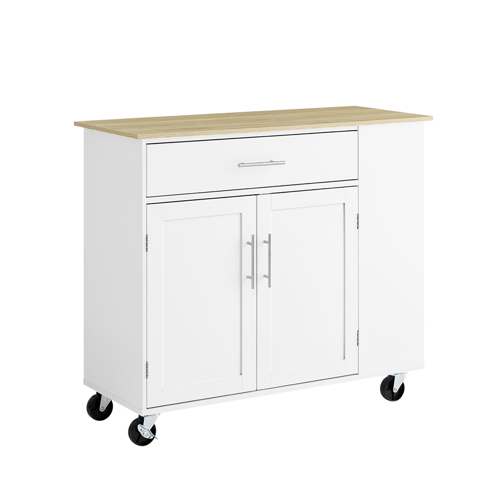Sobuy mueble auxiliar de cocina con ruedas, cajón y estante blanco