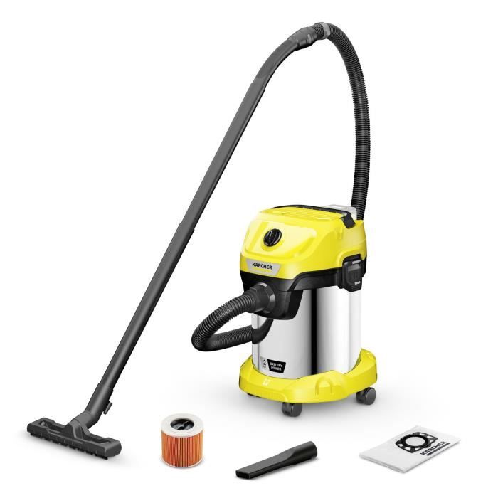 Aspirador en seco y húmedo inalámbrico karcher wd 3-18 s v-17/20 - acero -