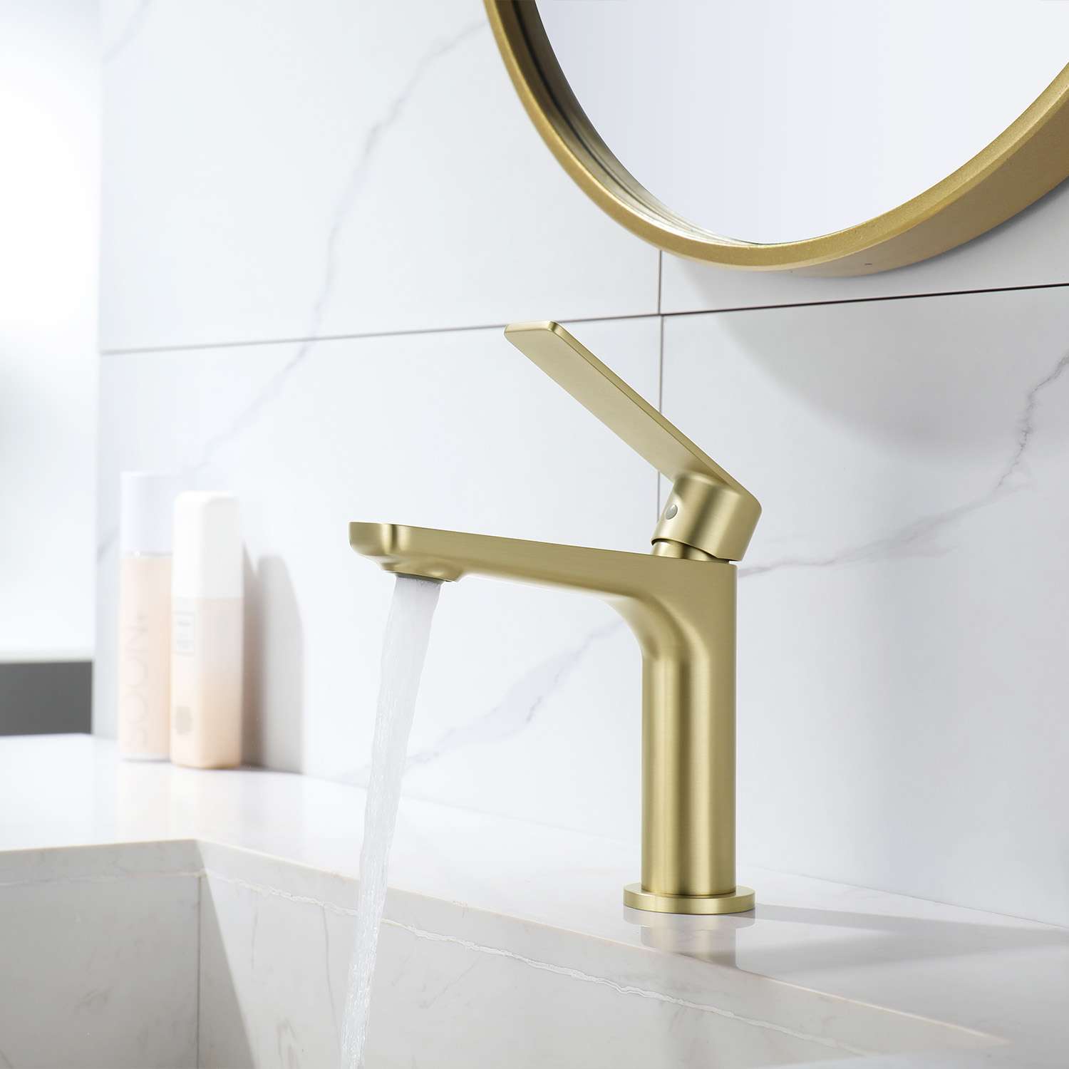 Grifo monomando lavabo sky bath oro cepillado serie glory