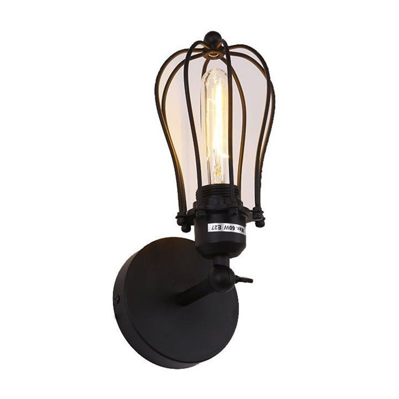 Aplique de pared metalico vintage E27 60 w color negro 11 x 16 x 32