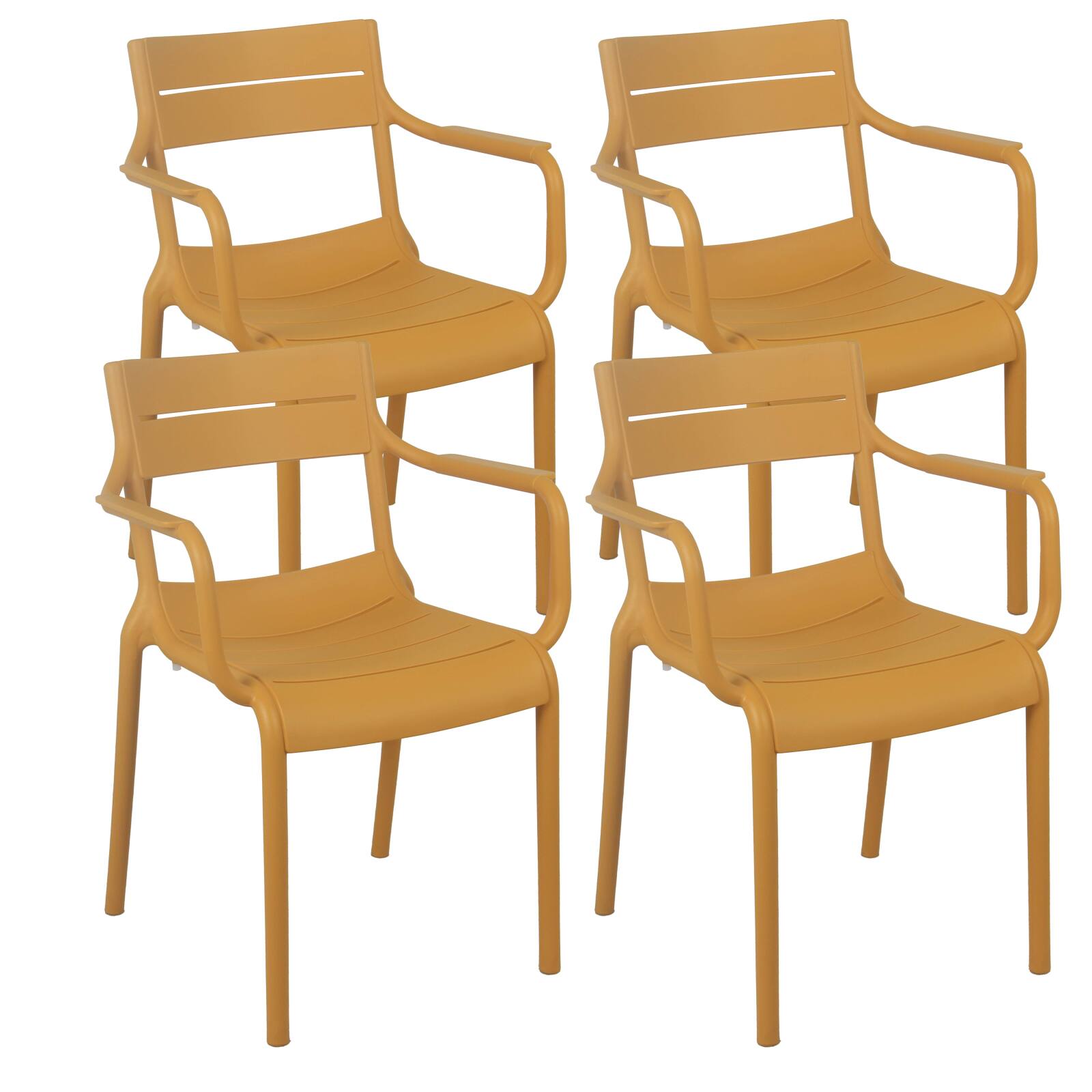 Oviala - juego de 4 sillones de jardín de plástico amarillo mostaza