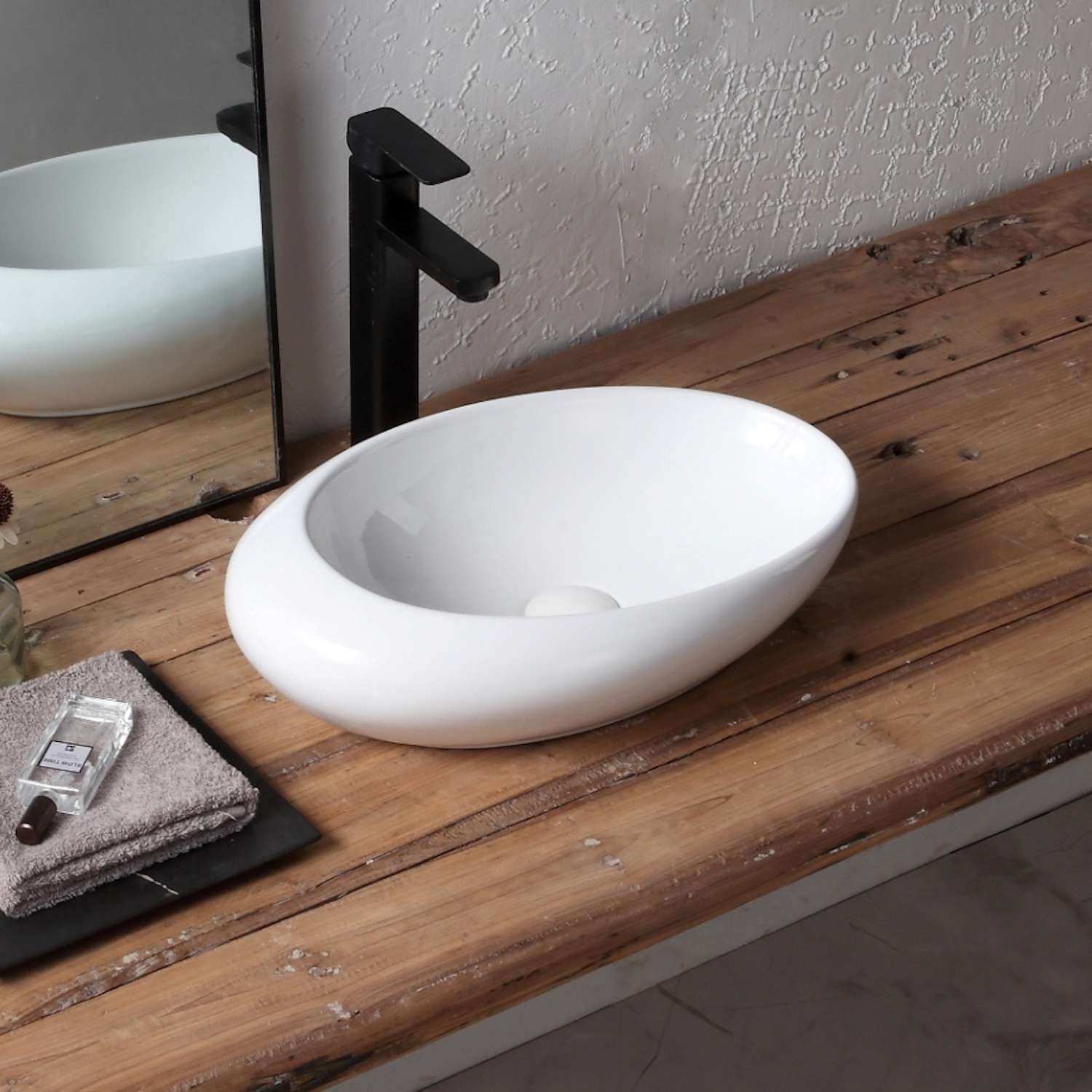 Lavabo de sobreponer oval-mb cerámica 49x13x30 cm blanco