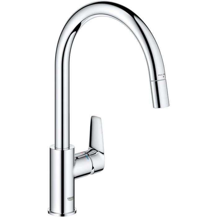 Grifo de cocina - mezclador monomando de fregadero - cromo - caño alto en f