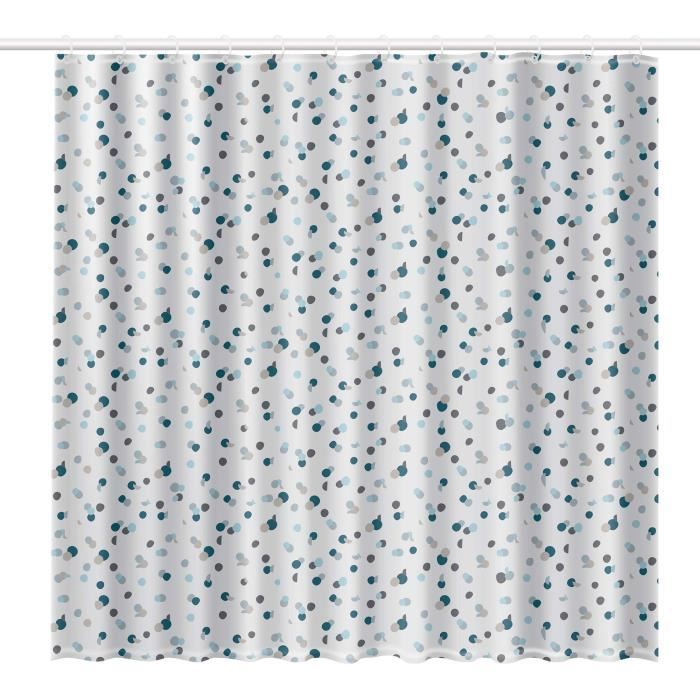 Cortina de ducha - blanco y azul - poliéster - 180 x 200 cm - rayen