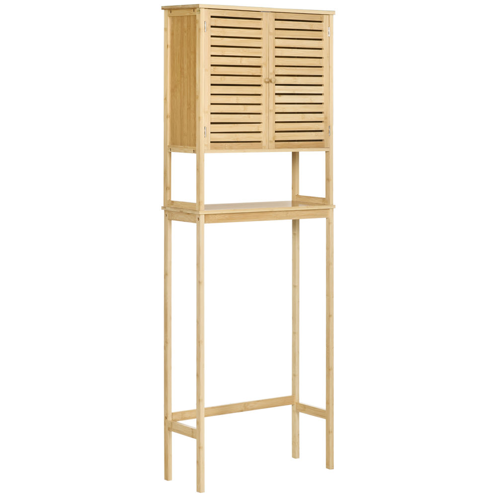 Mueble sobre inodoro 60x23x173 cm bambú color marrón kleankin, hogar - baño