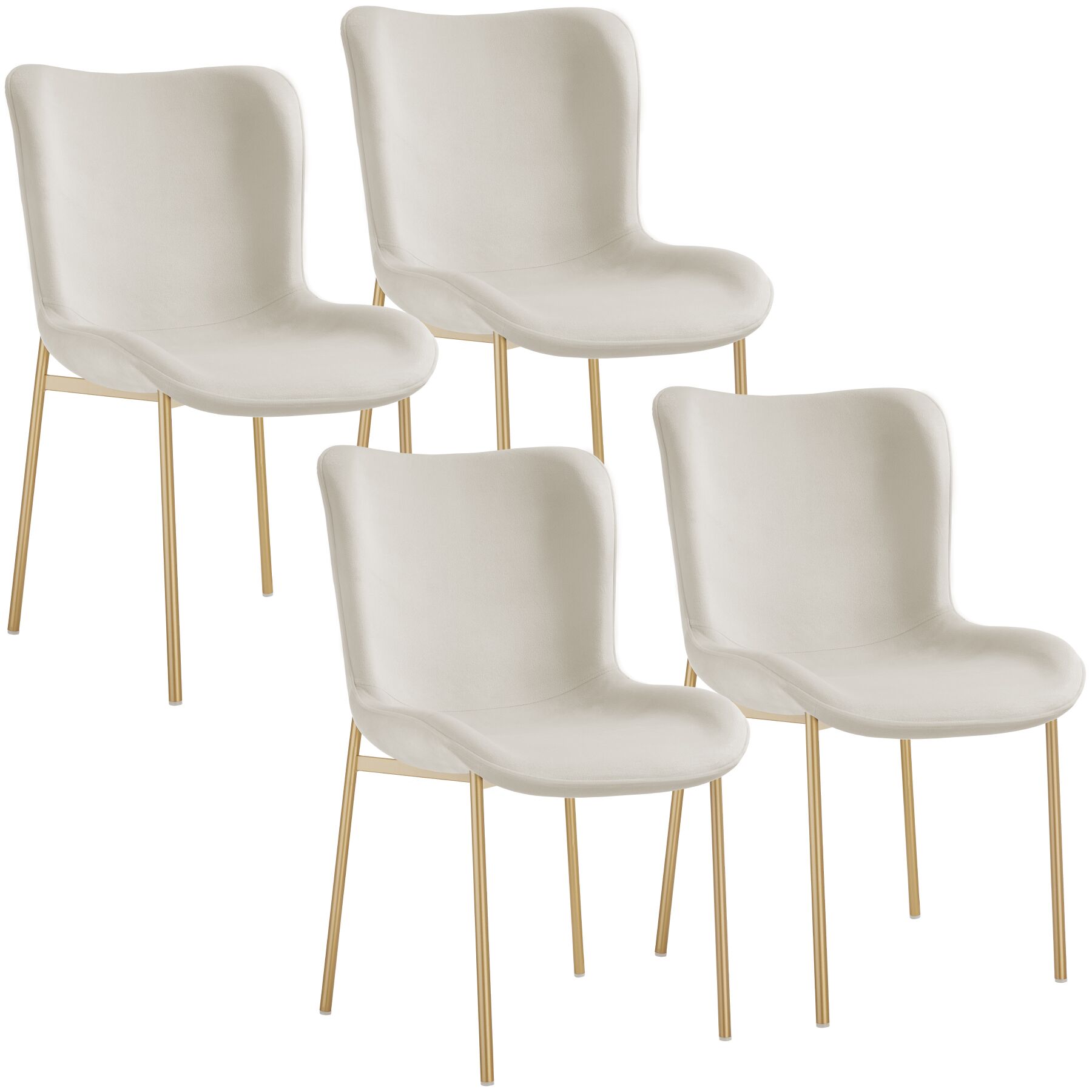 4 sillas de comedor tejido terciopelo 54 x 62 x 90 cm beige/dorado
