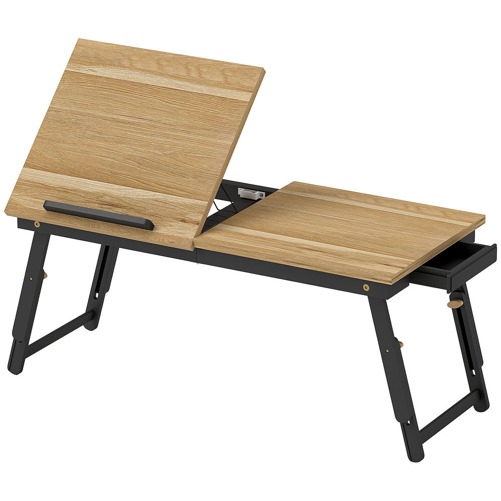 Mesa para cama 83.5x33x34 cm bambú, mdf color marrón Homcom