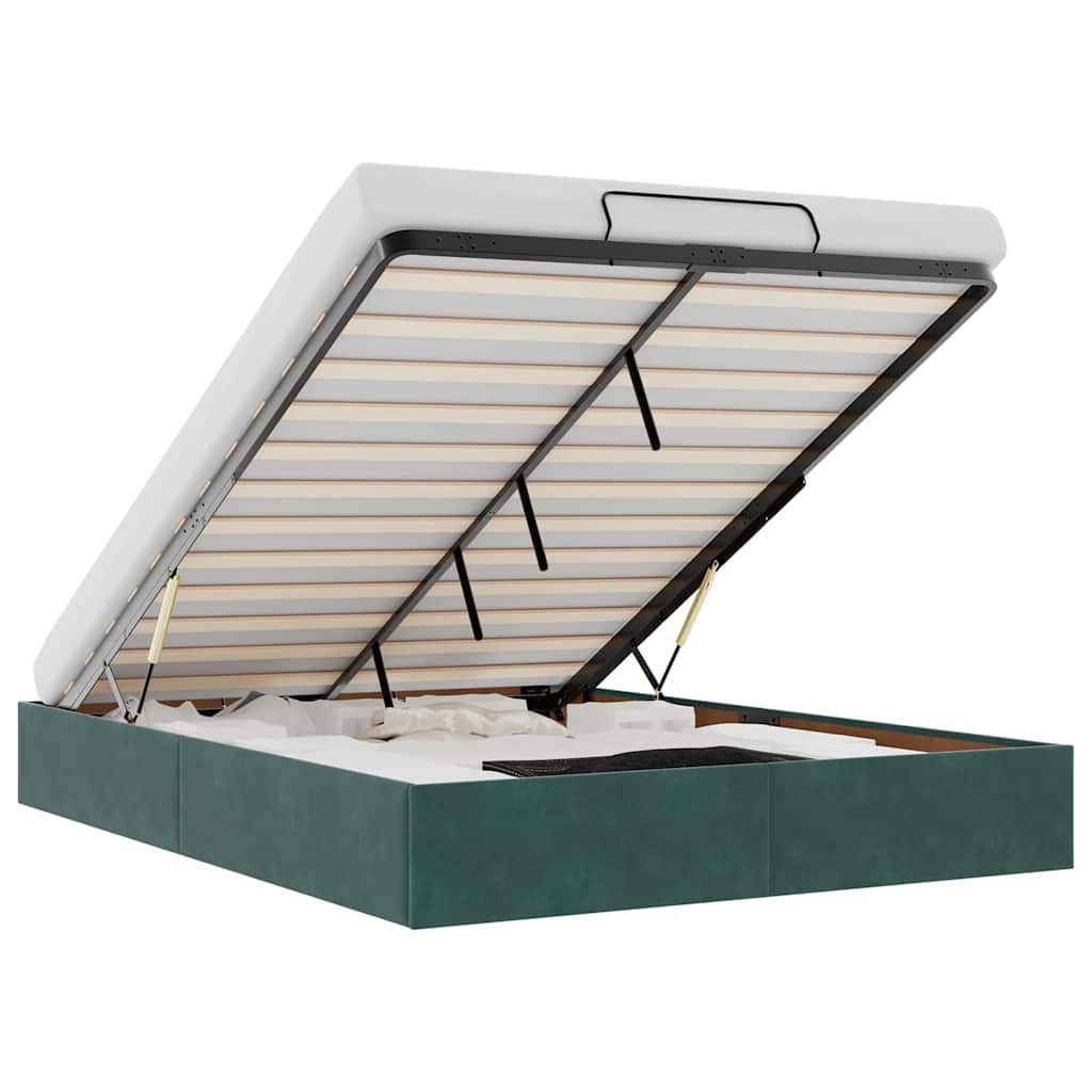 vidaXL estructura de cama otomana sin colchón verde oscuro 140x200 cm