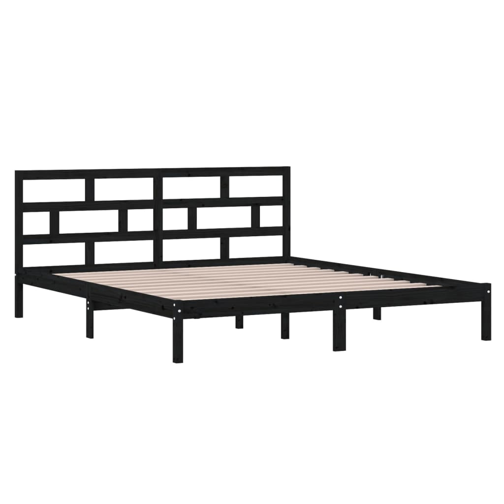 vidaXL estructura de cama doble de madera maciza negro 135x190 cm