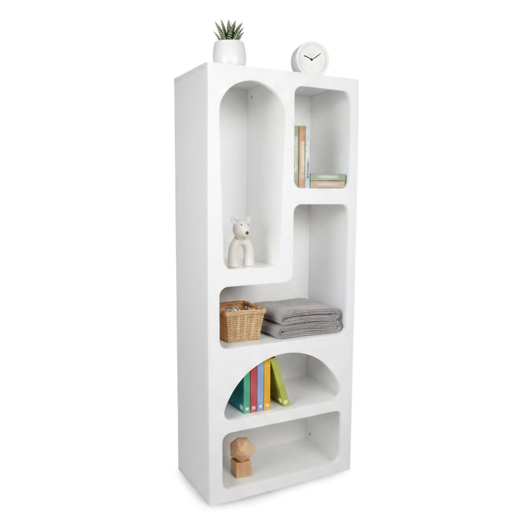 Aparador arsenion, 6 compartimentos, en madera blanca 60x32x150h cm