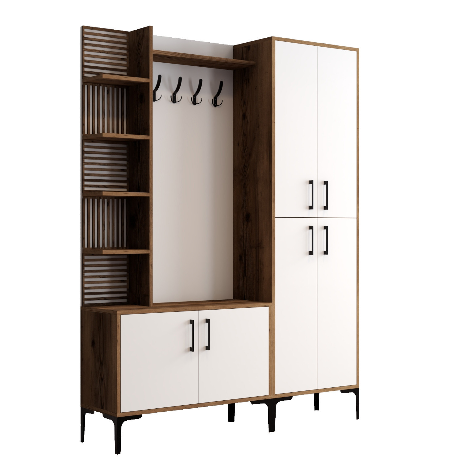 Mueble de recibidor de madera <<viyana da>> - 150 x 35 x 200 cm - blanco
