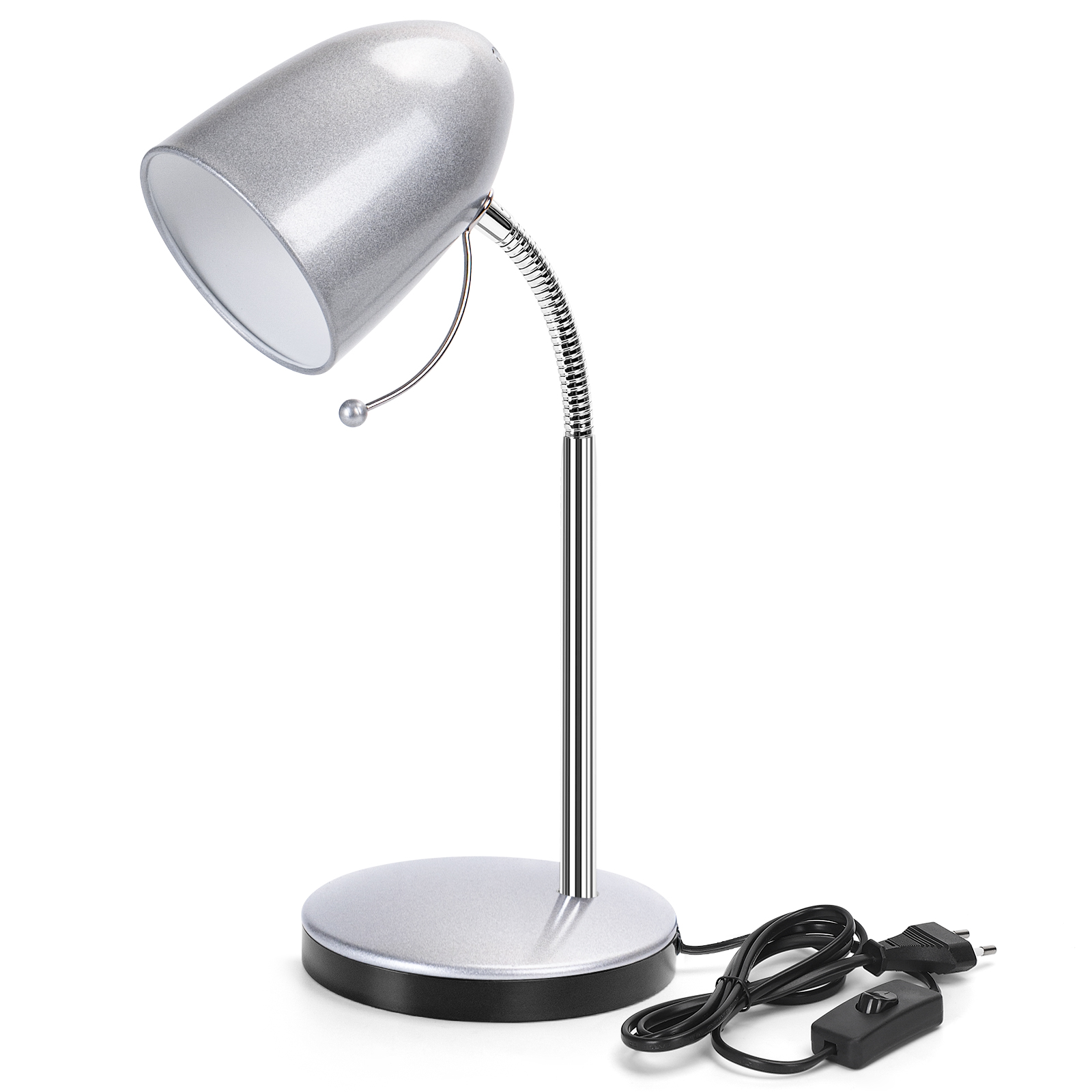 Aigostar lámpara de escritorio retro metal E27, cable 153cm, plata