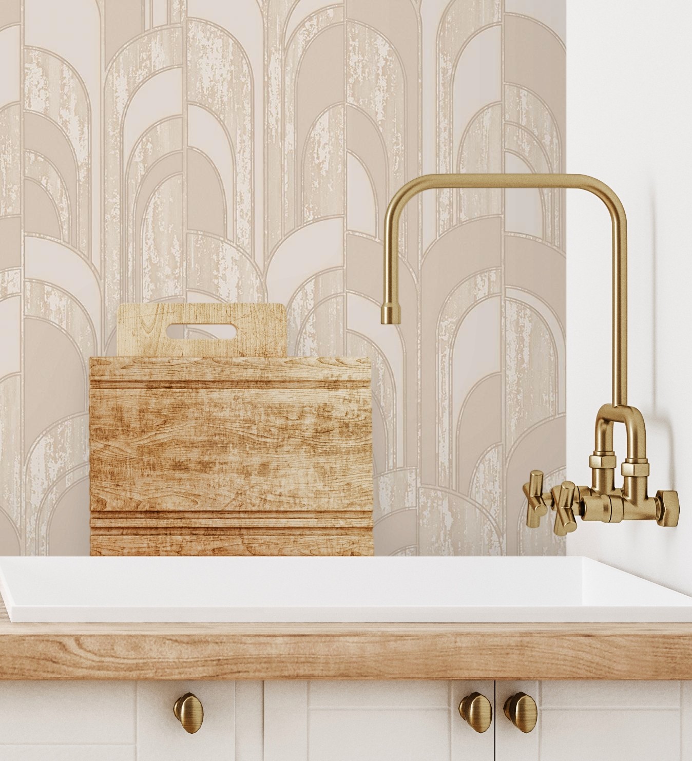 Papel pintado gaulan de arcos art déco con textura en 10.6m²