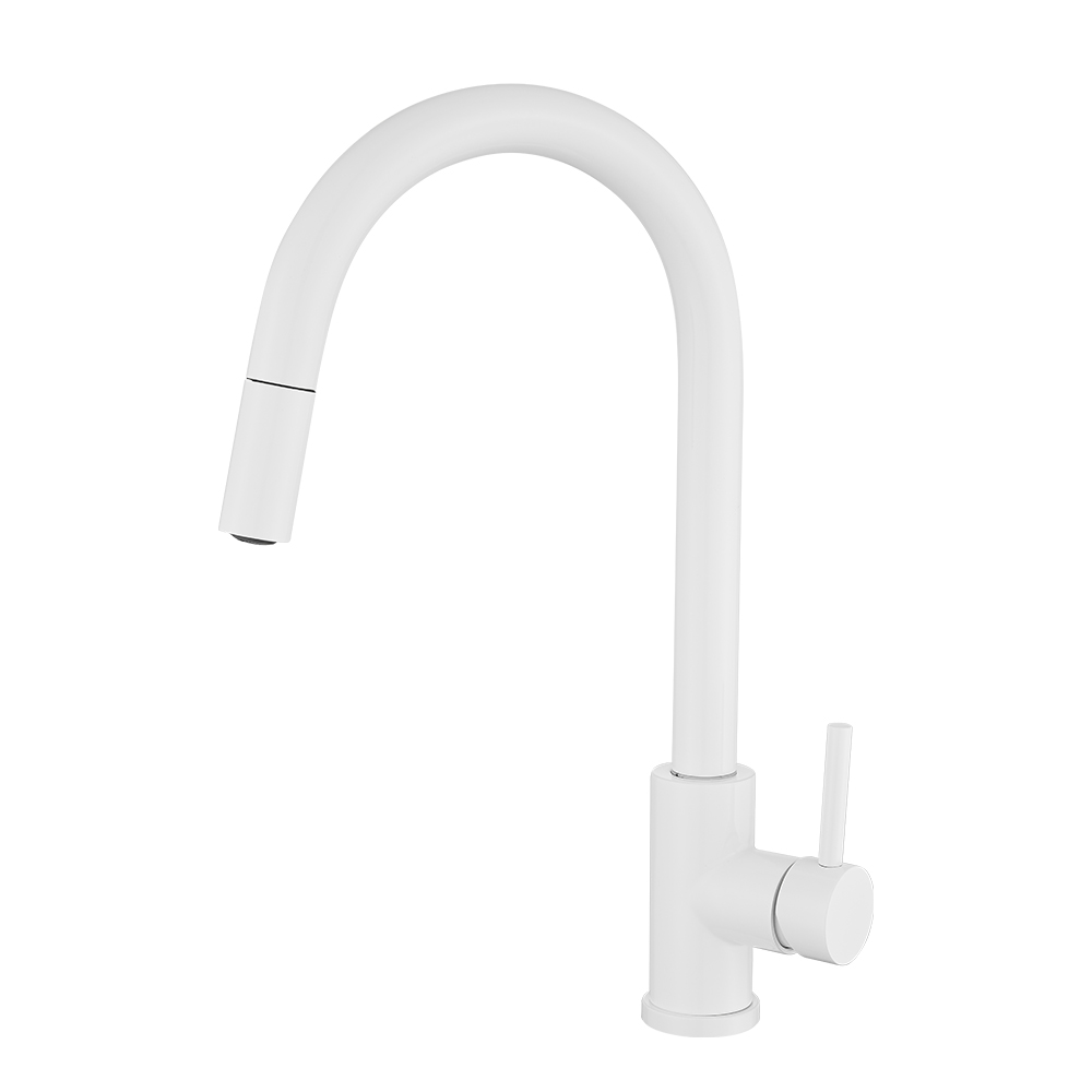 Valaz grifo de cocina blanco monomando extraíble