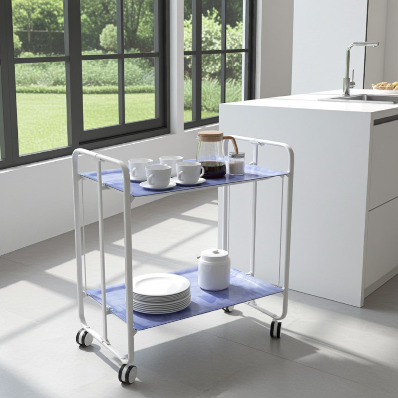 Carrito auxiliar con ruedas bauhaus armazón metálico blanco, 2 bandejas