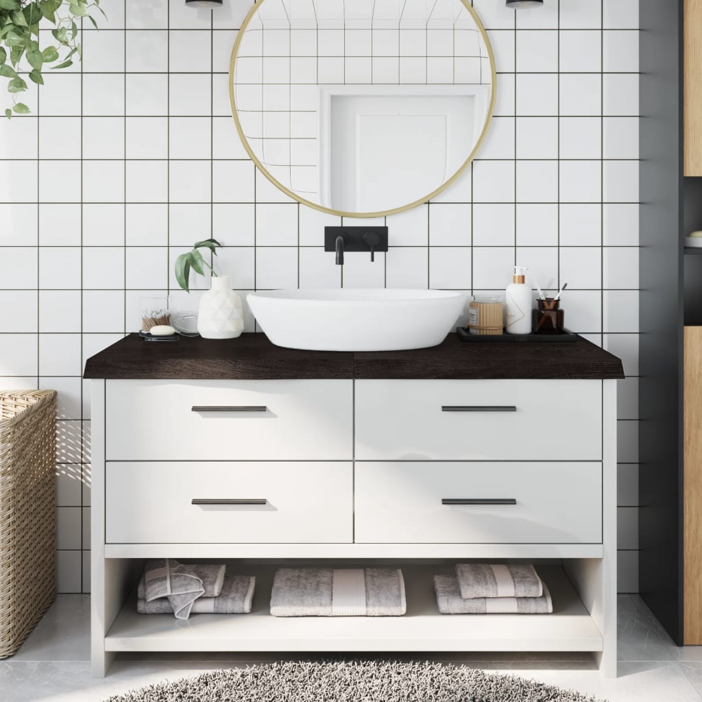 Encimera de baño madera tratada marrón oscuro 140x60x(2-6) cm eerf4731
