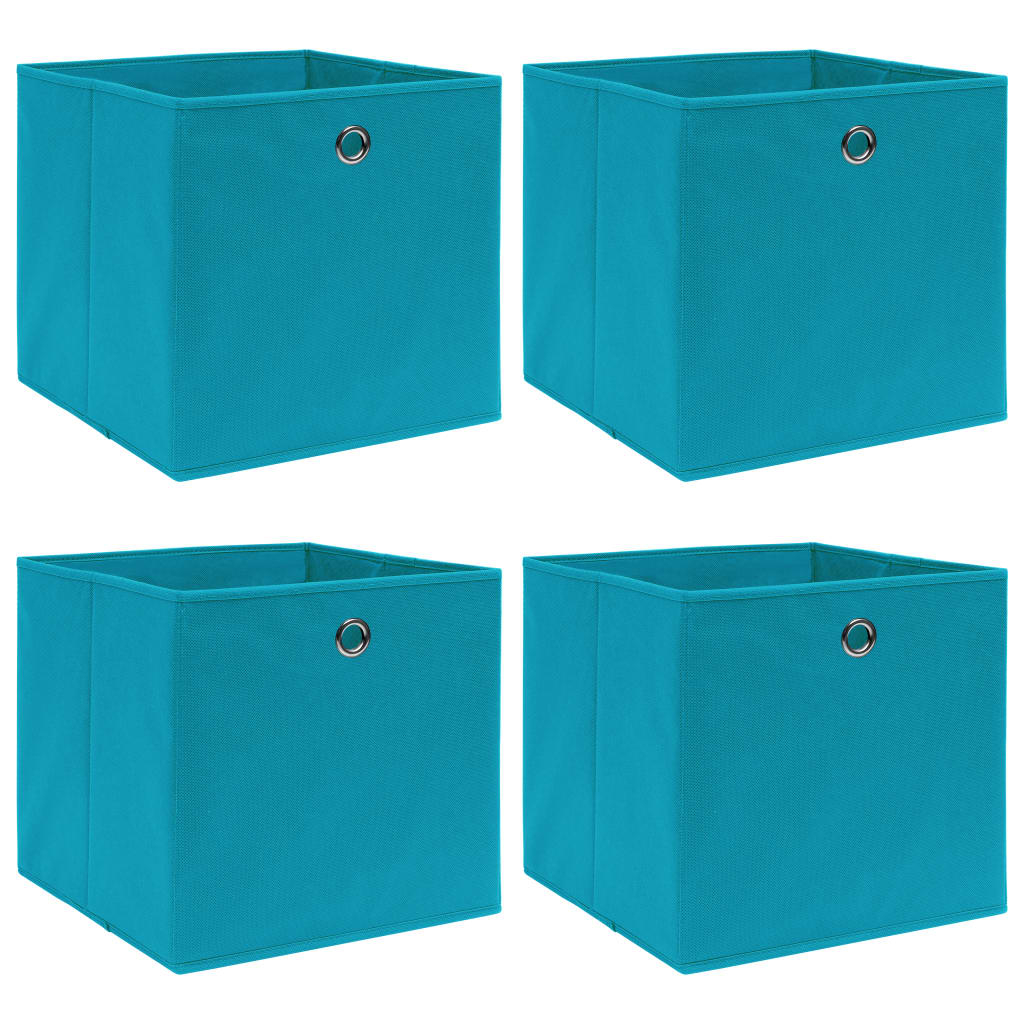 vidaXL cajas de almacenaje 4 uds tela azul celeste 32x32x32 cm