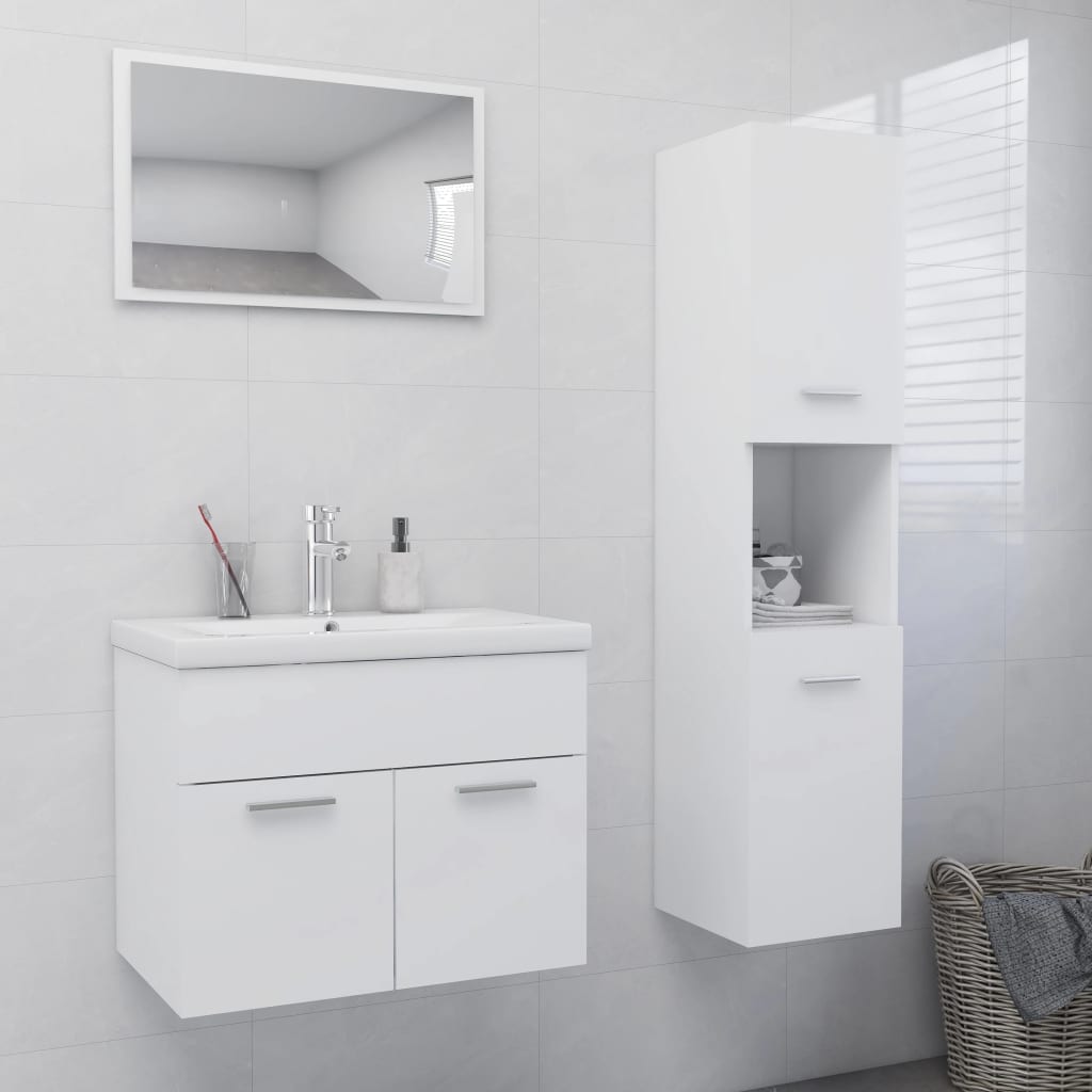 Juego de muebles de baño madera de ingeniería blanco