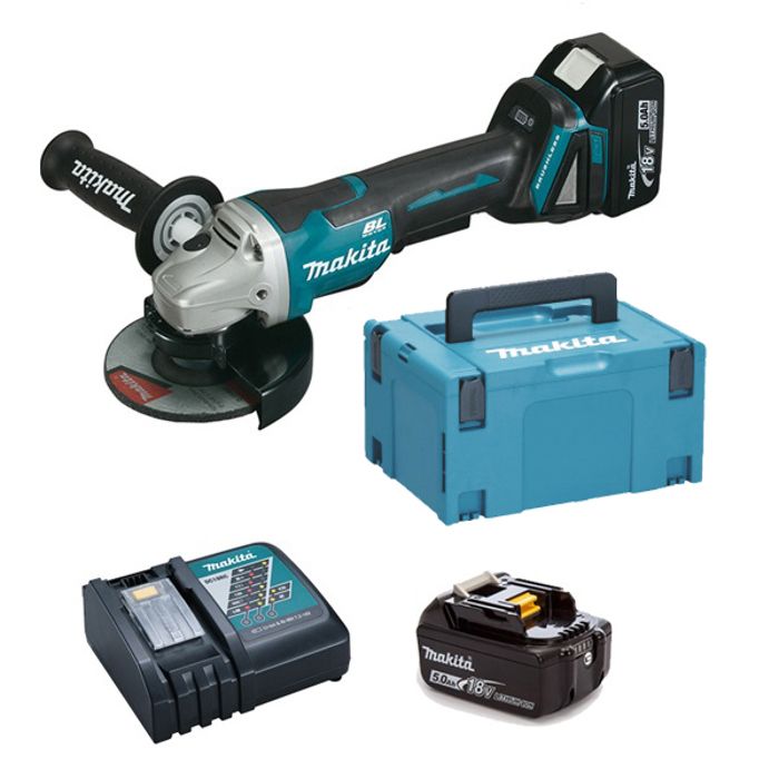 Amoladora ø 125 mm 18v lxt - Makita - 2 baterías 18v 5.0ah - cargador - mak