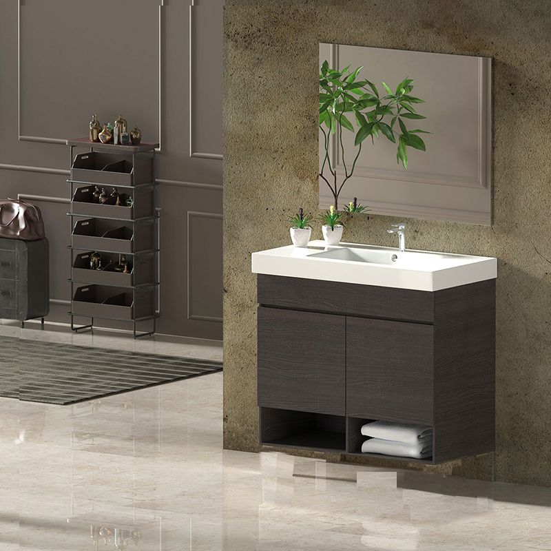 Mueble nebari, lavabo y espejo 120x45cm 2 senos con puertas roble sinatra