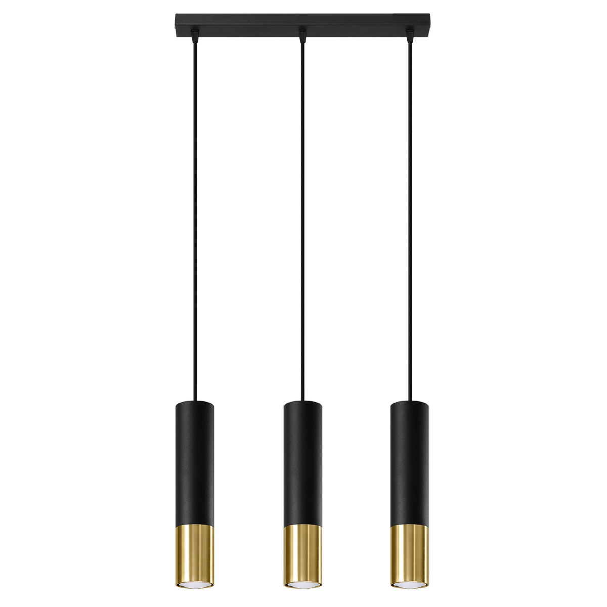 Lámpara coLGante loopez 3 oro negro acero 45x90x6cm