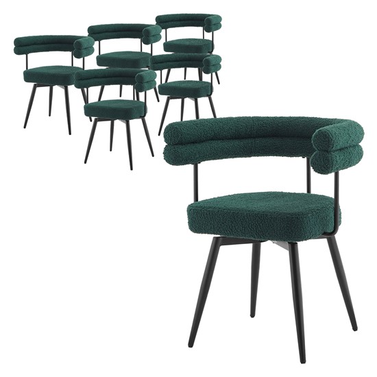6x sillas de comedor giratorias 360° tapizados de teddy verde oscuro