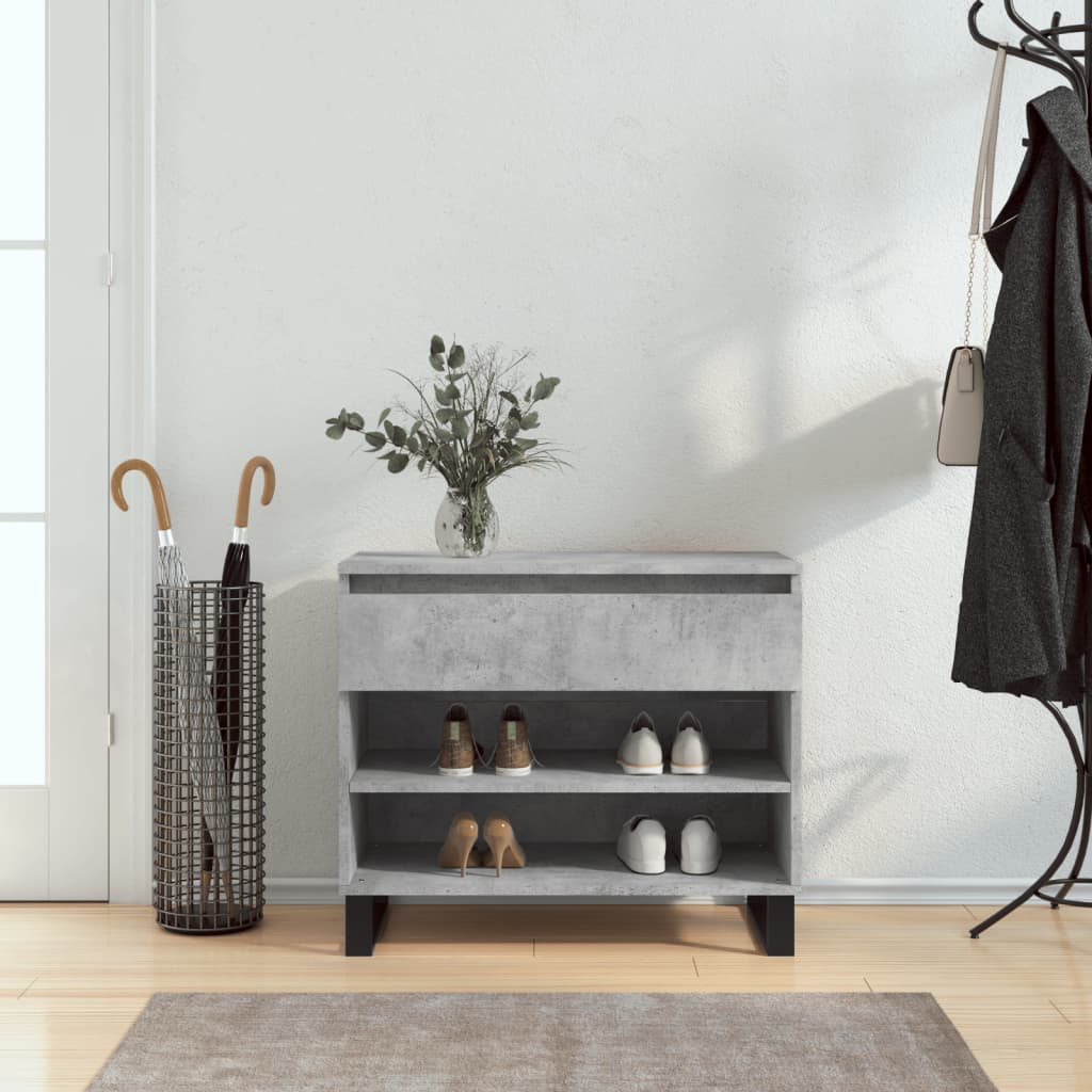 Mueble zapatero madera contrachapada gris hormigón 70x36x60 cm esxt4540