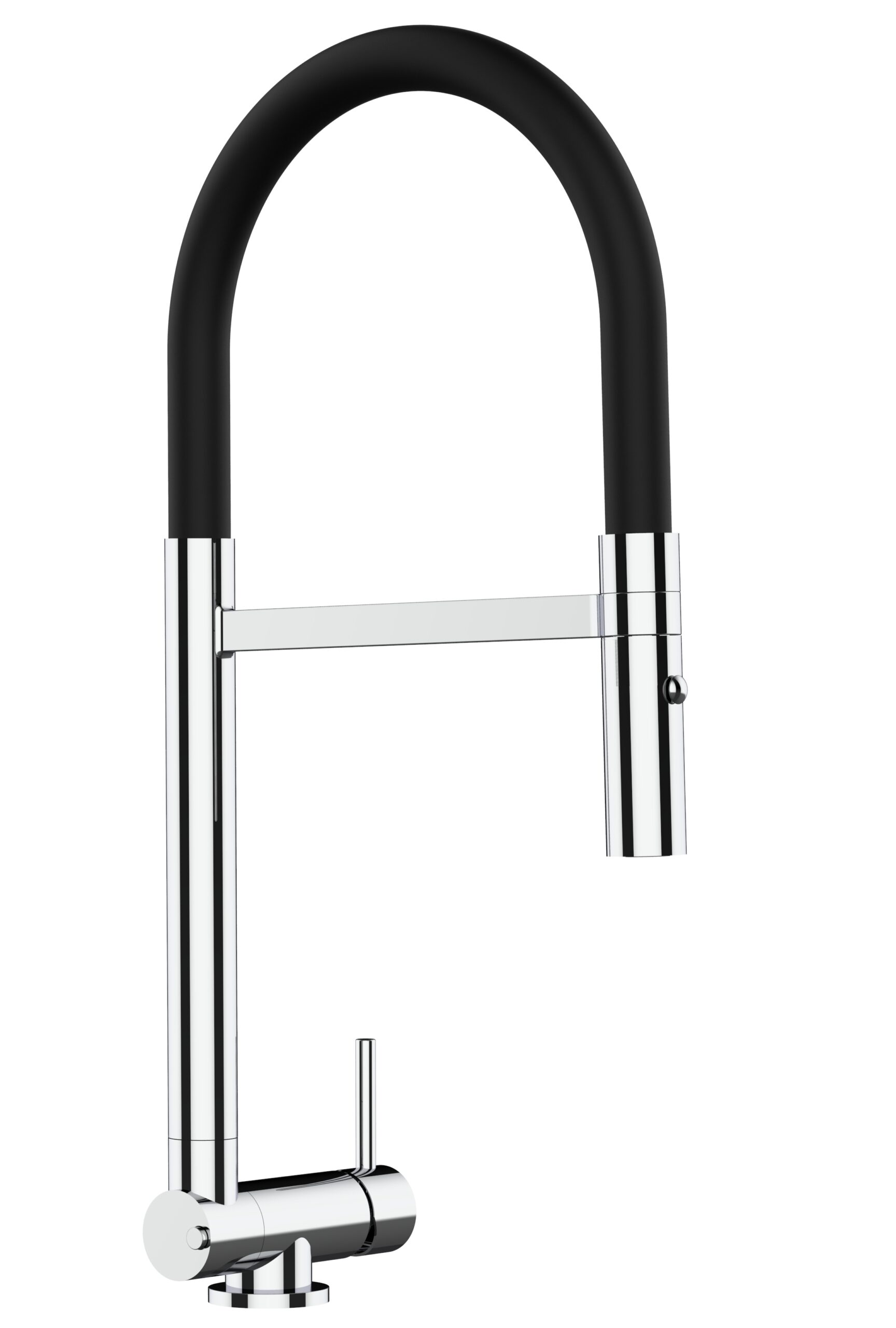 Grifo cocina abatible 4,5cm cromado caño flexible negro ducha 2chorros