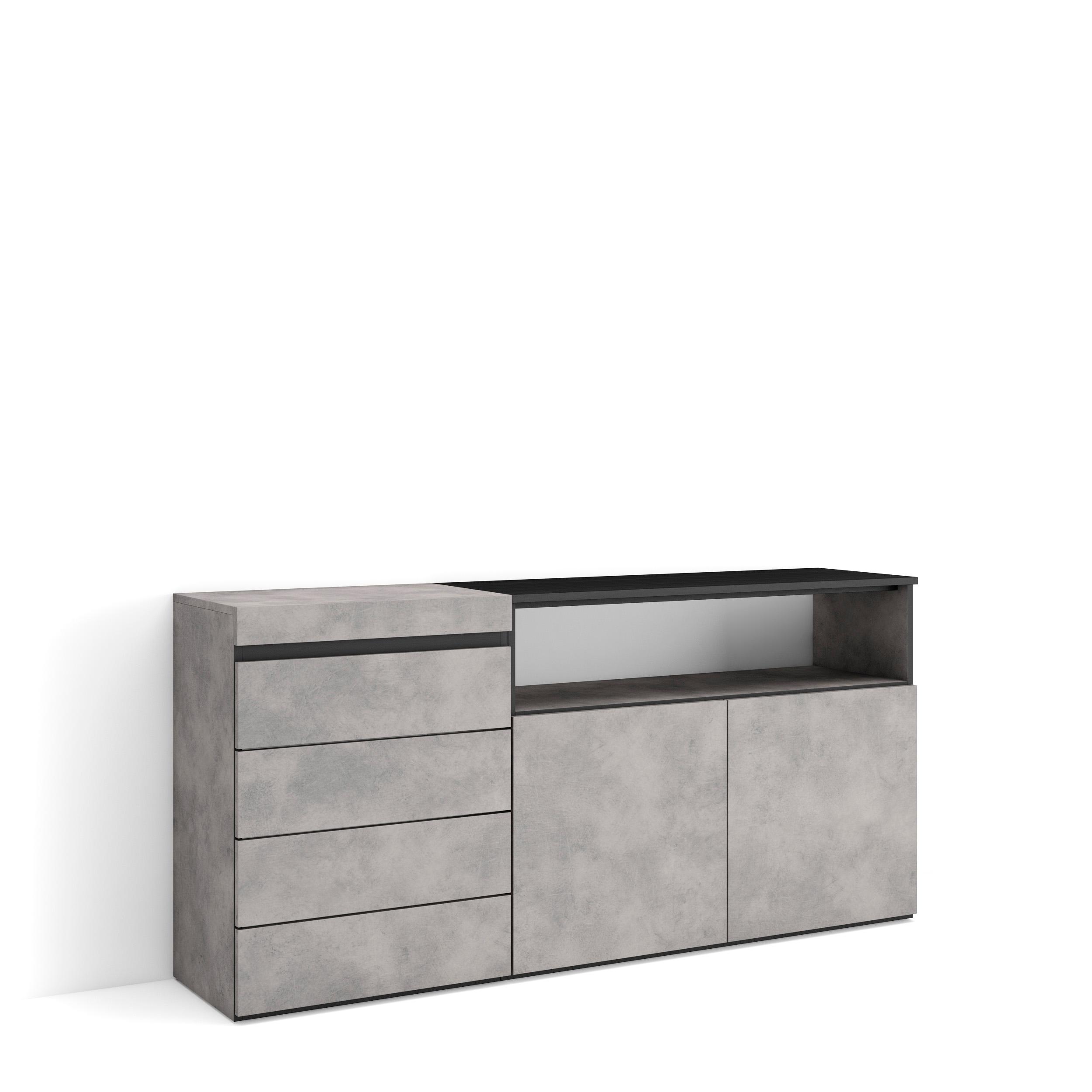Cómoda, 159x35x75cm, cajonera, cemento rf3430