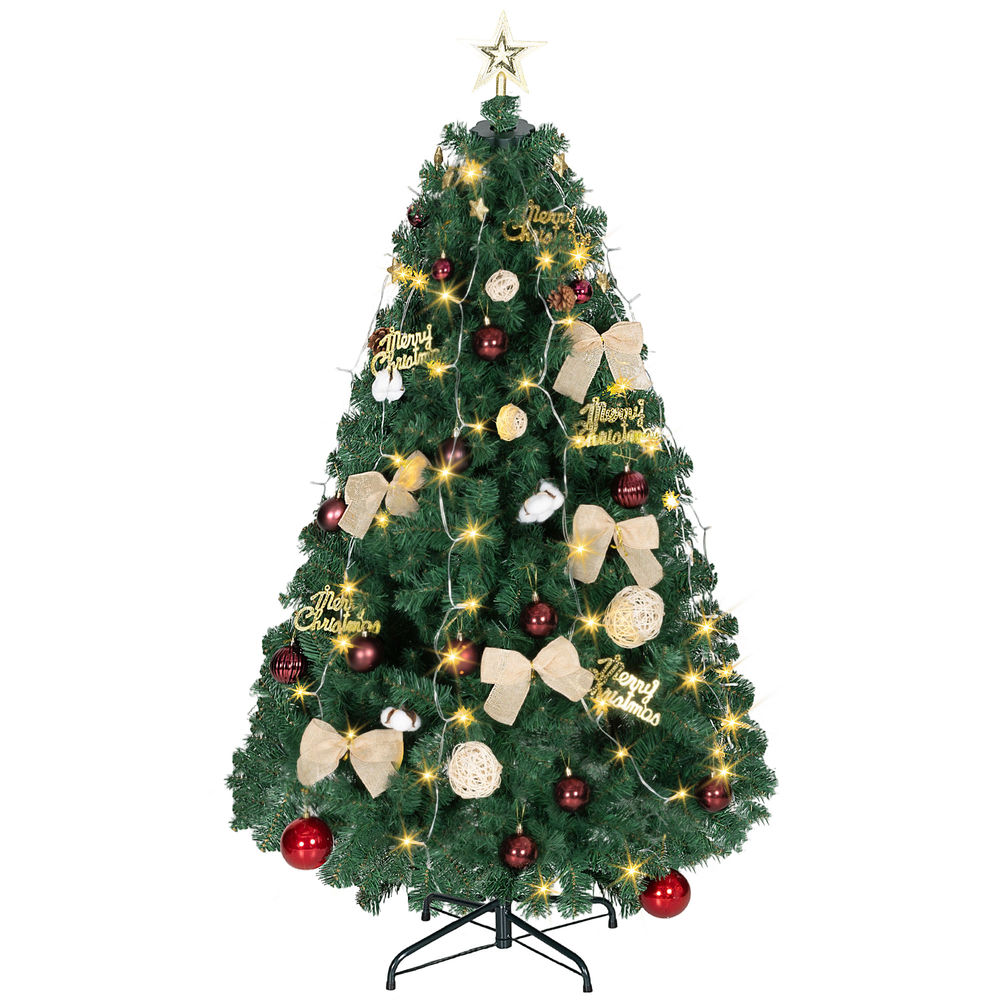 Árbol de navidad 90x90x150 cm plástico, acero color verde Homcom
