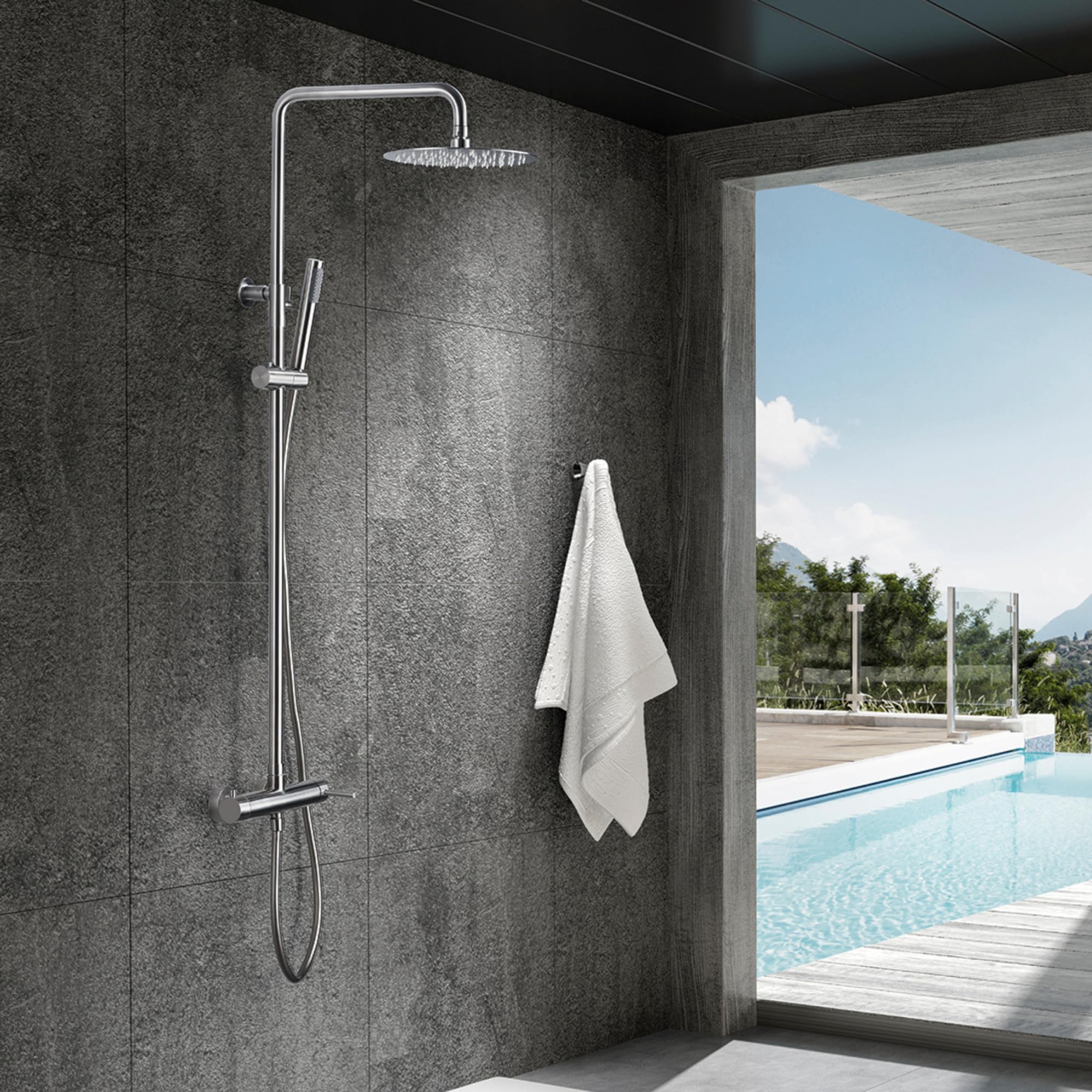 Imex - columna ducha monomando con grifo acero s.304