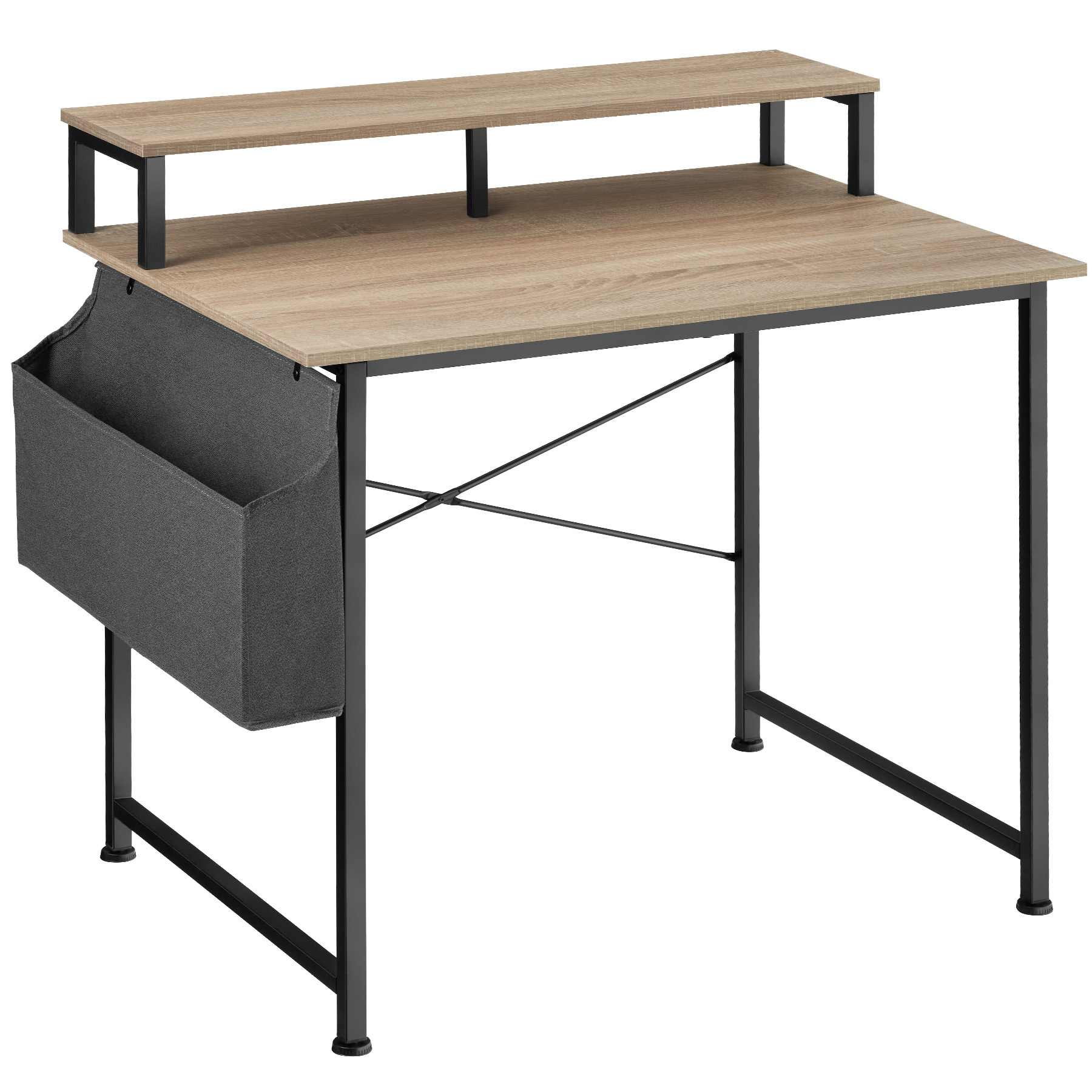 Escritorio industrial con soporte y bolsa 120x60x110 cm madera clara