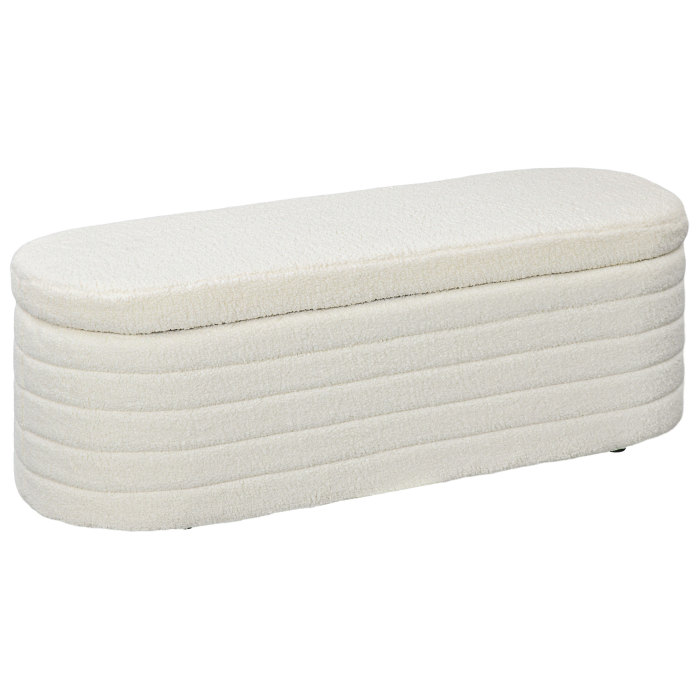 Banco para pie de cama con almacenaje terciopelo blanco 2 plazas 120kg