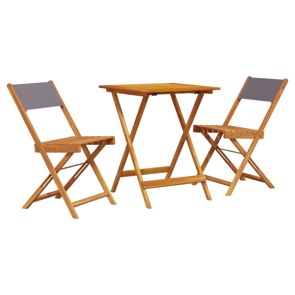 vidaXL juego de bistro de 3 piezas tela y madera maciza antracita
