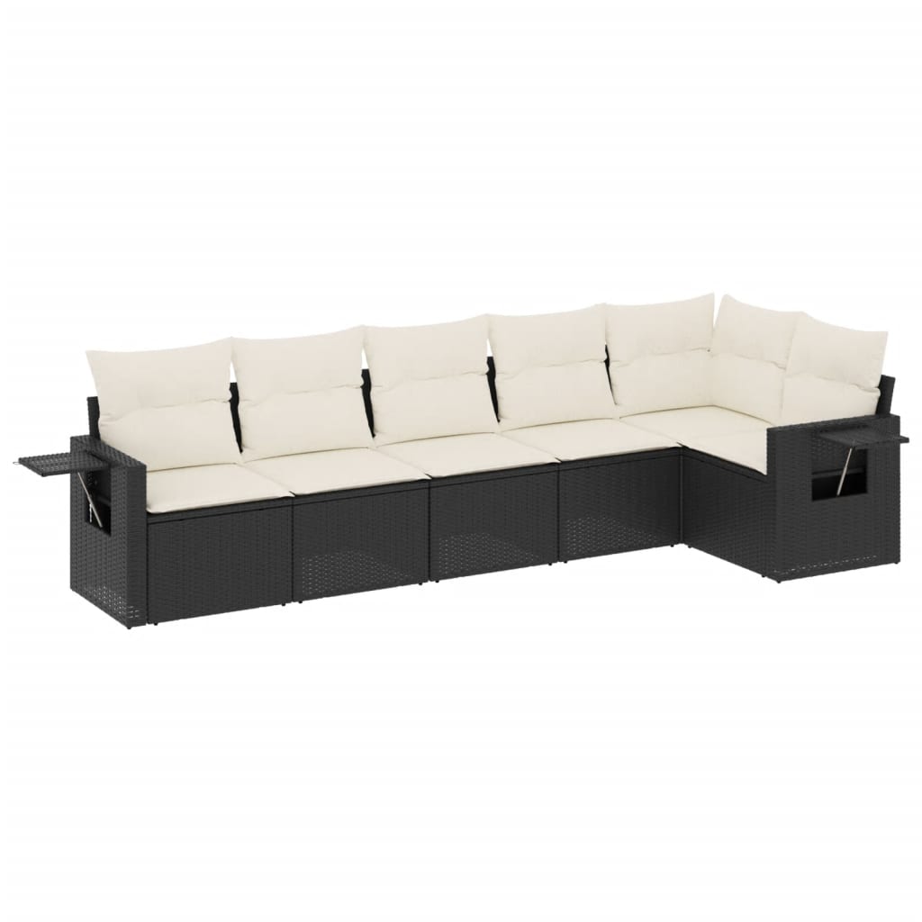 vidaXL set de sofás de jardín 6 piezas y cojines ratán sintético negro