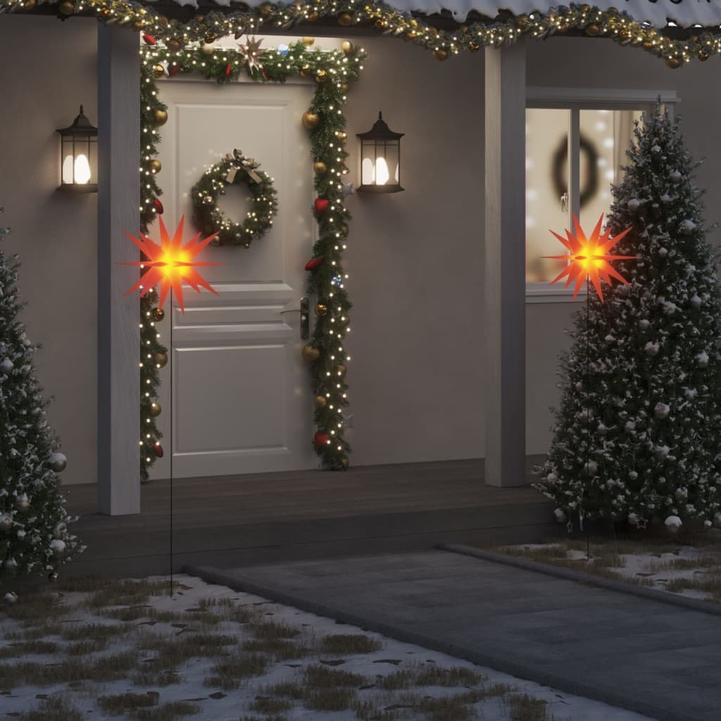 Lámpara de navidad con LED y estaca tierra plegable roja 57 cm es7621