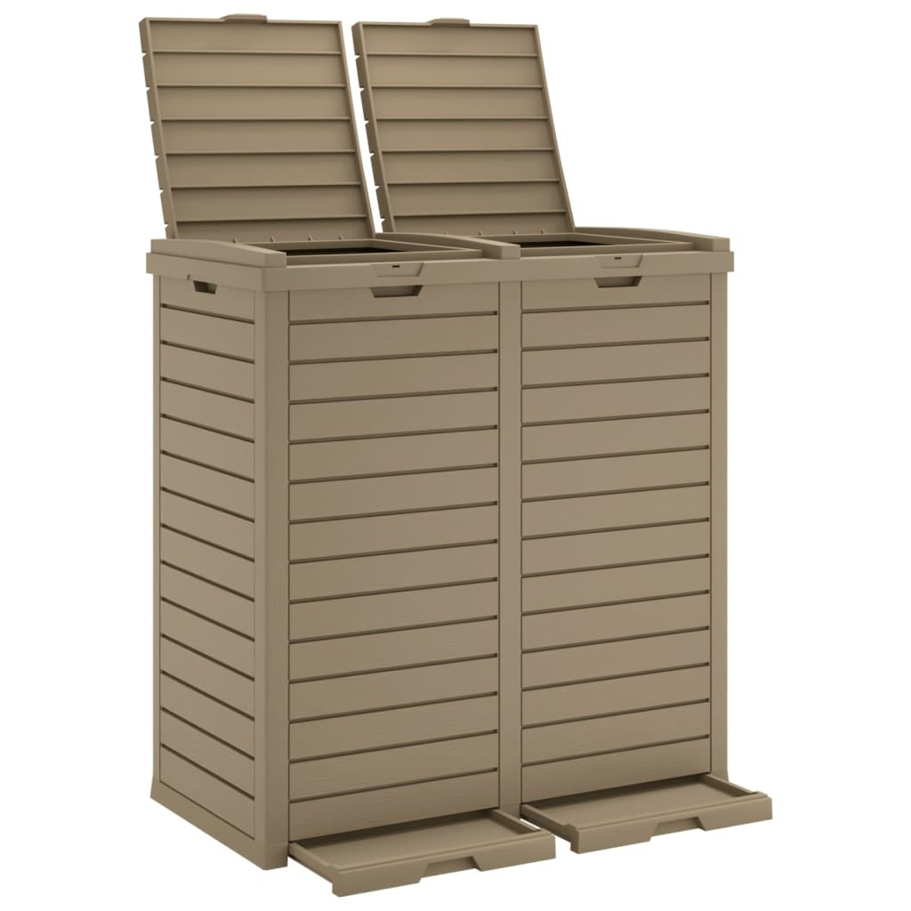 vidaXL cubo de basura exterior polipropileno marrón claro 78x41x86 cm